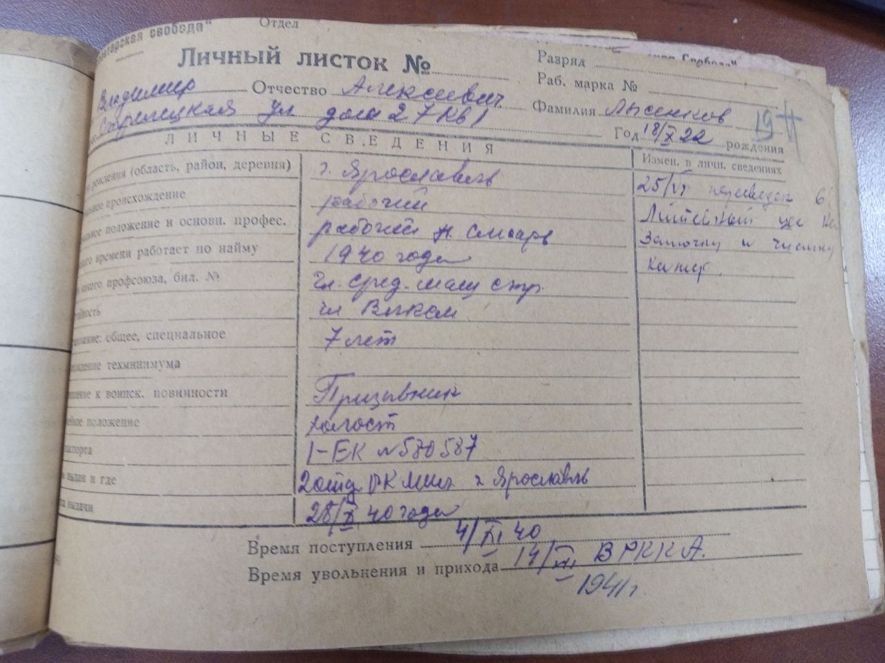 Личный листок