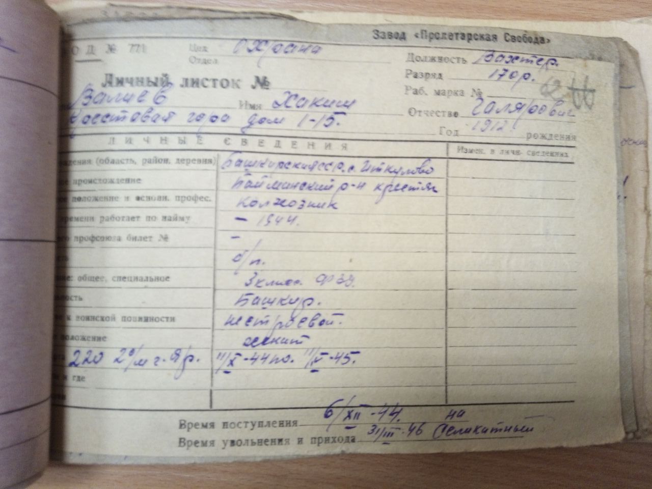 Личный листок