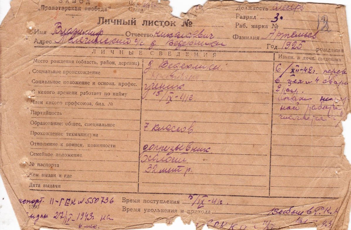 Личный листок