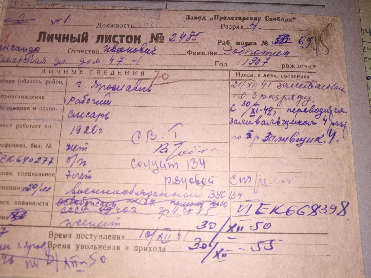 Личный листок