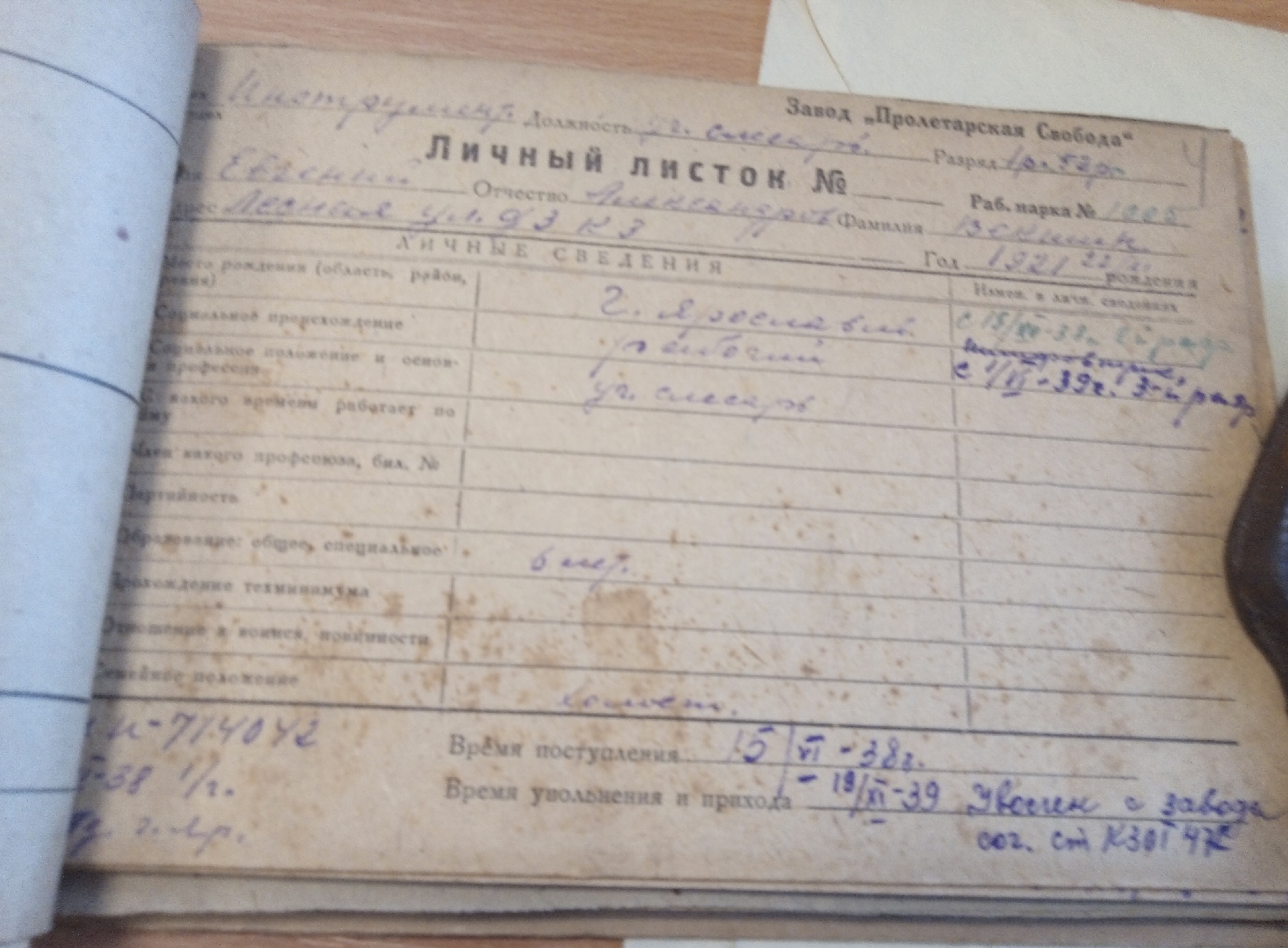 Личный листок