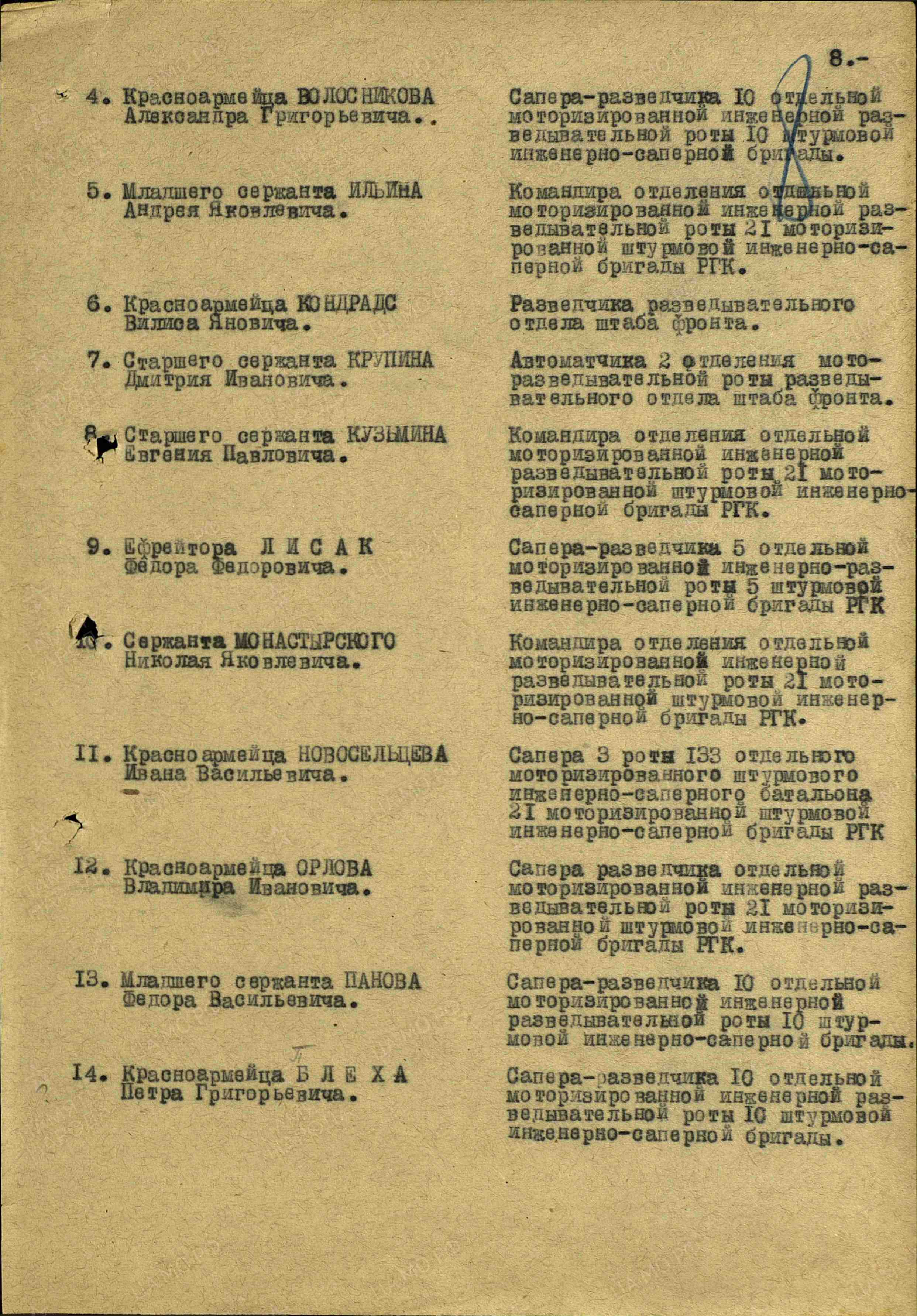 Список награжденных