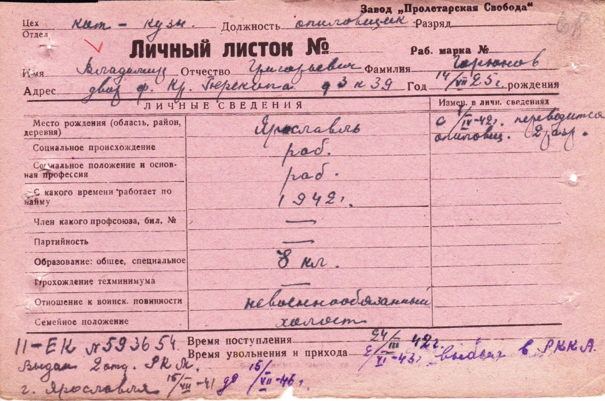 Личный листок
