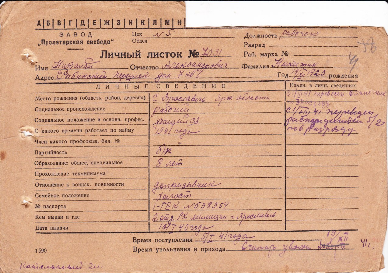 Личный листок