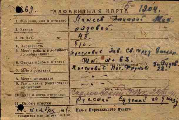 Воинская карточка
