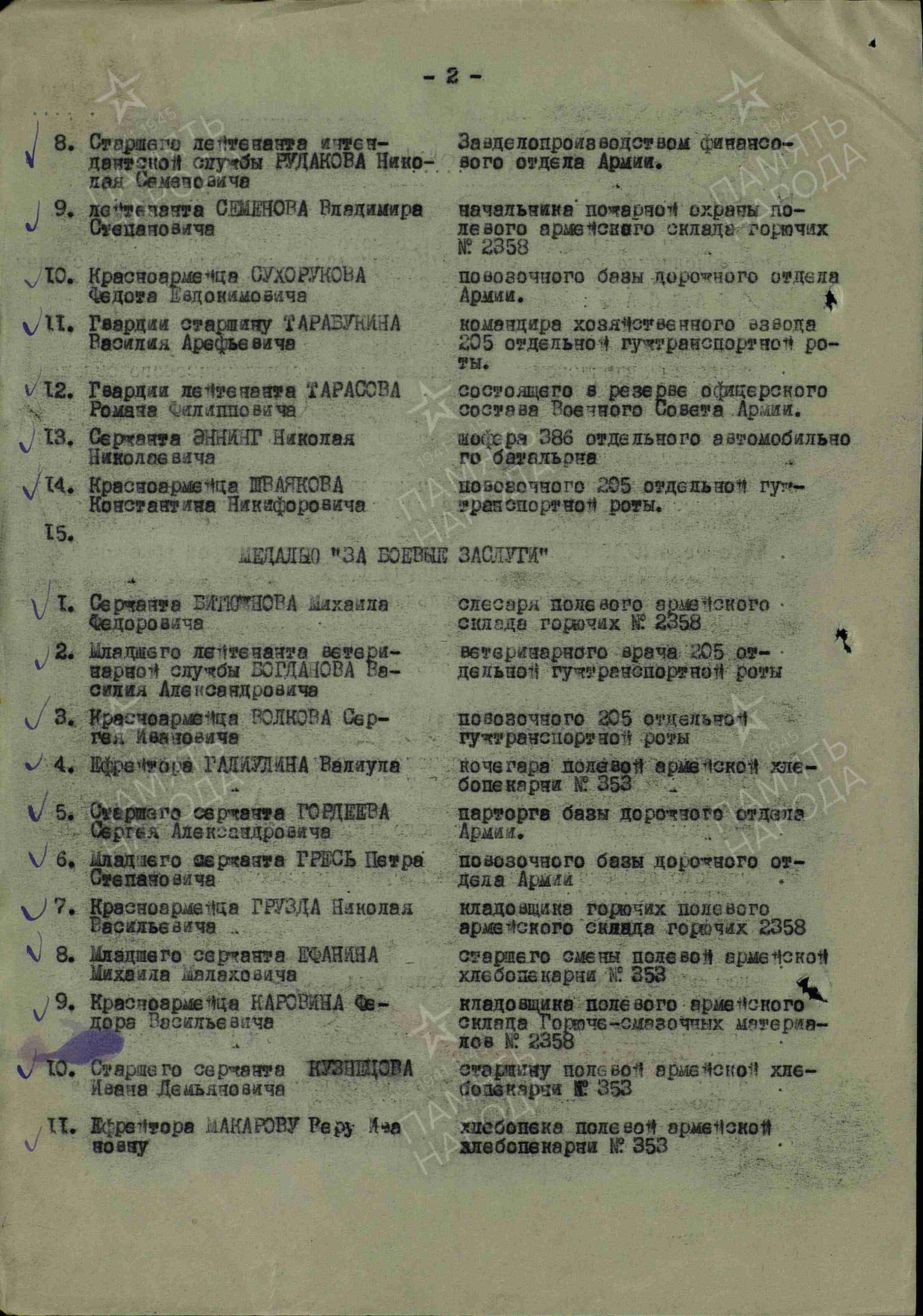 Список награжденных
