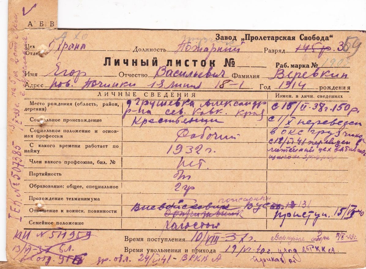 Личный листок