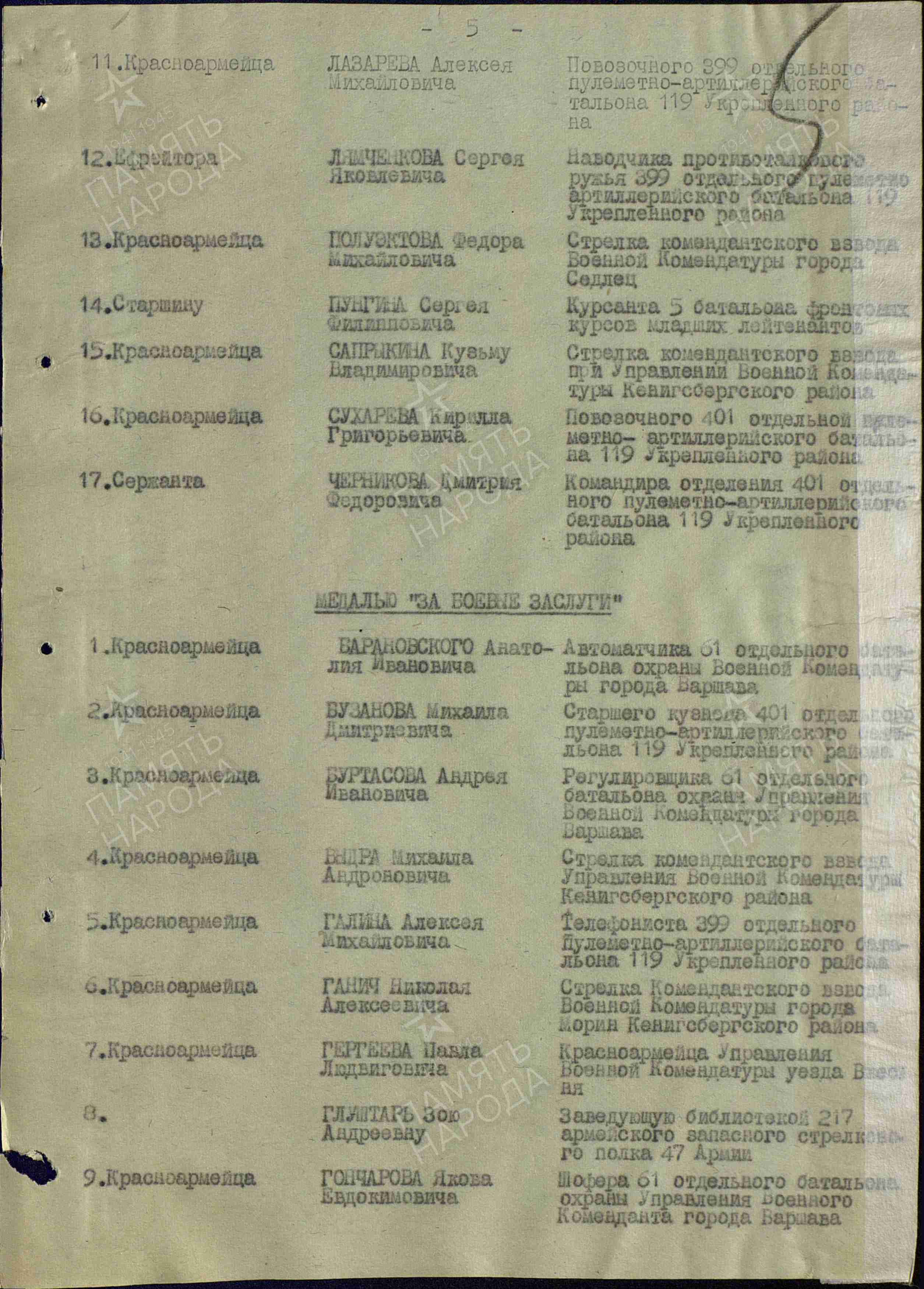 Список награжденных