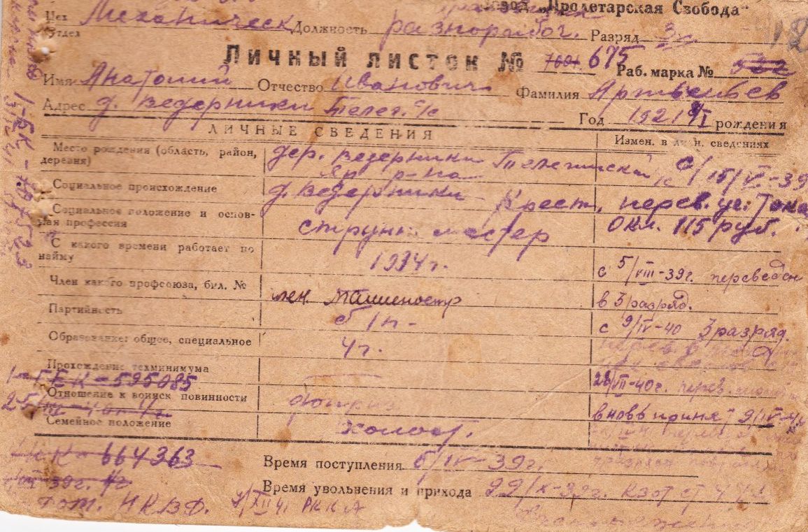 Личный листок