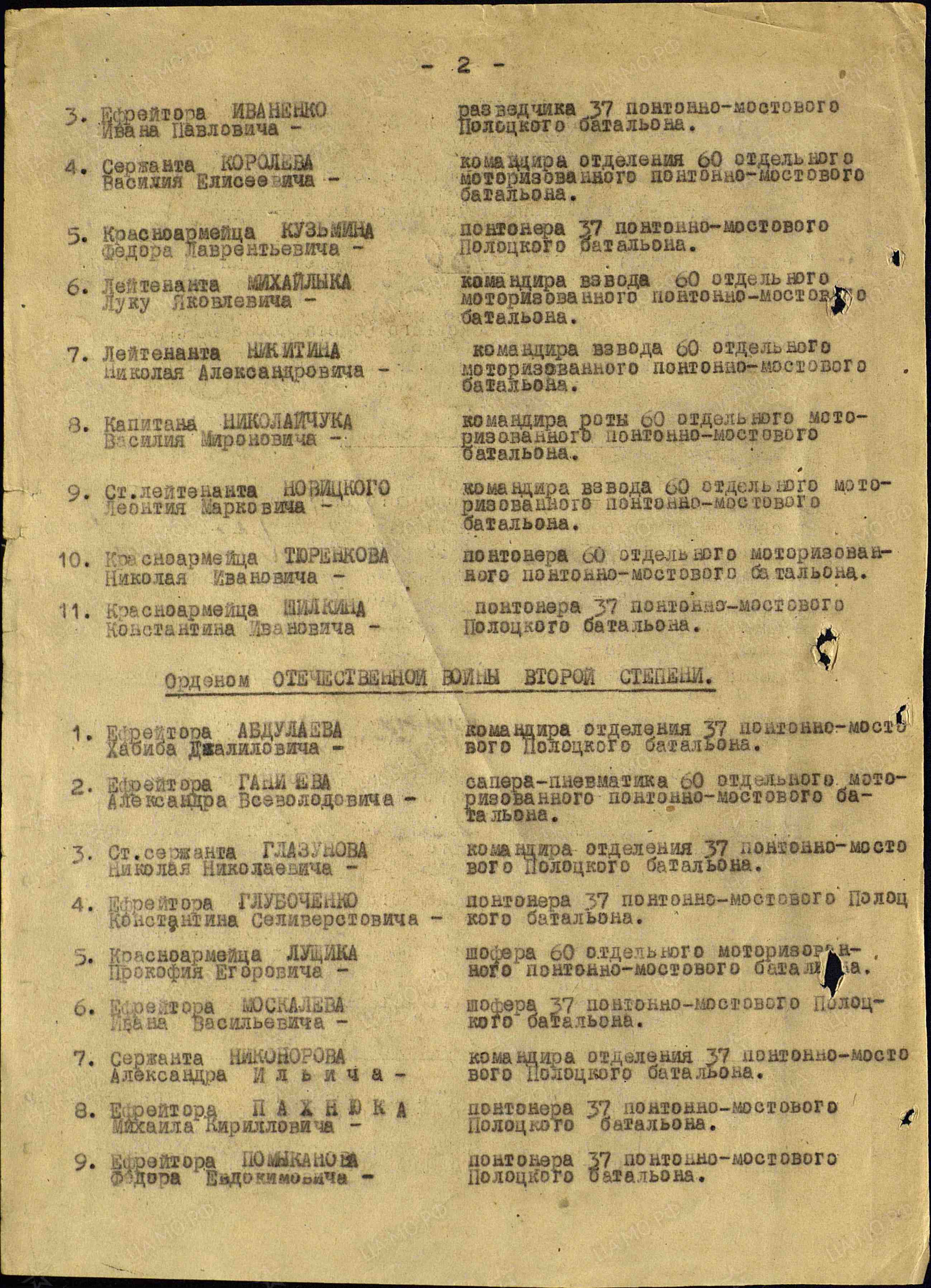 Список награжденных