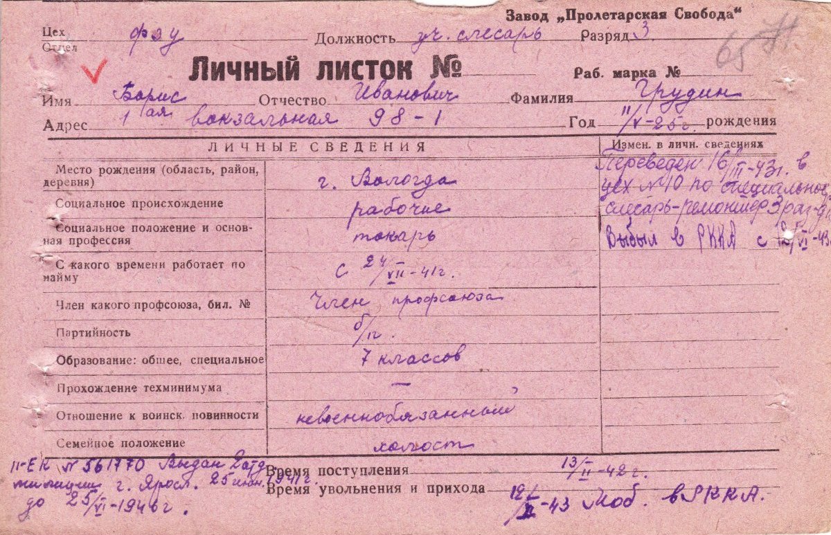 Личный листок