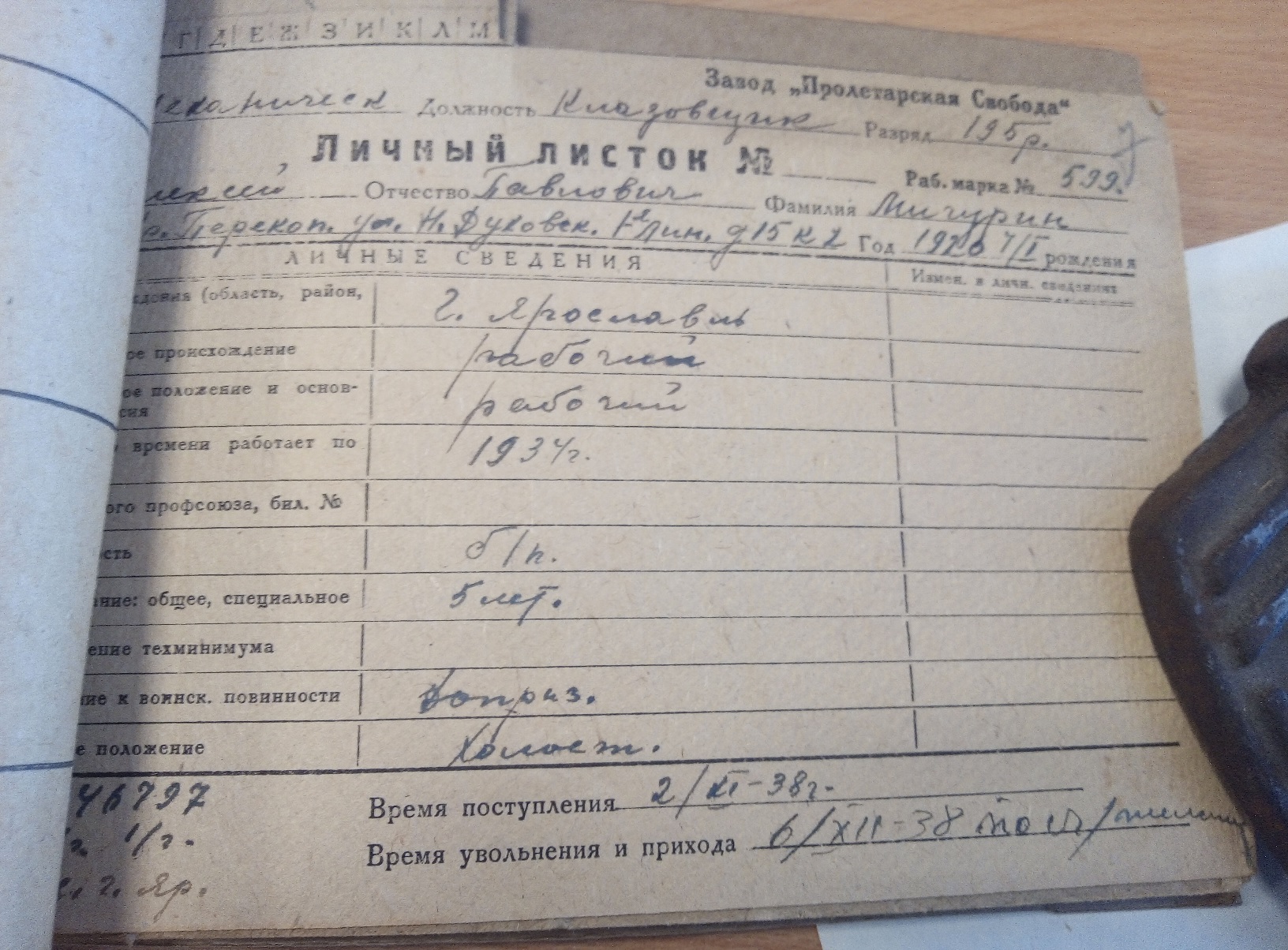 Личный листок