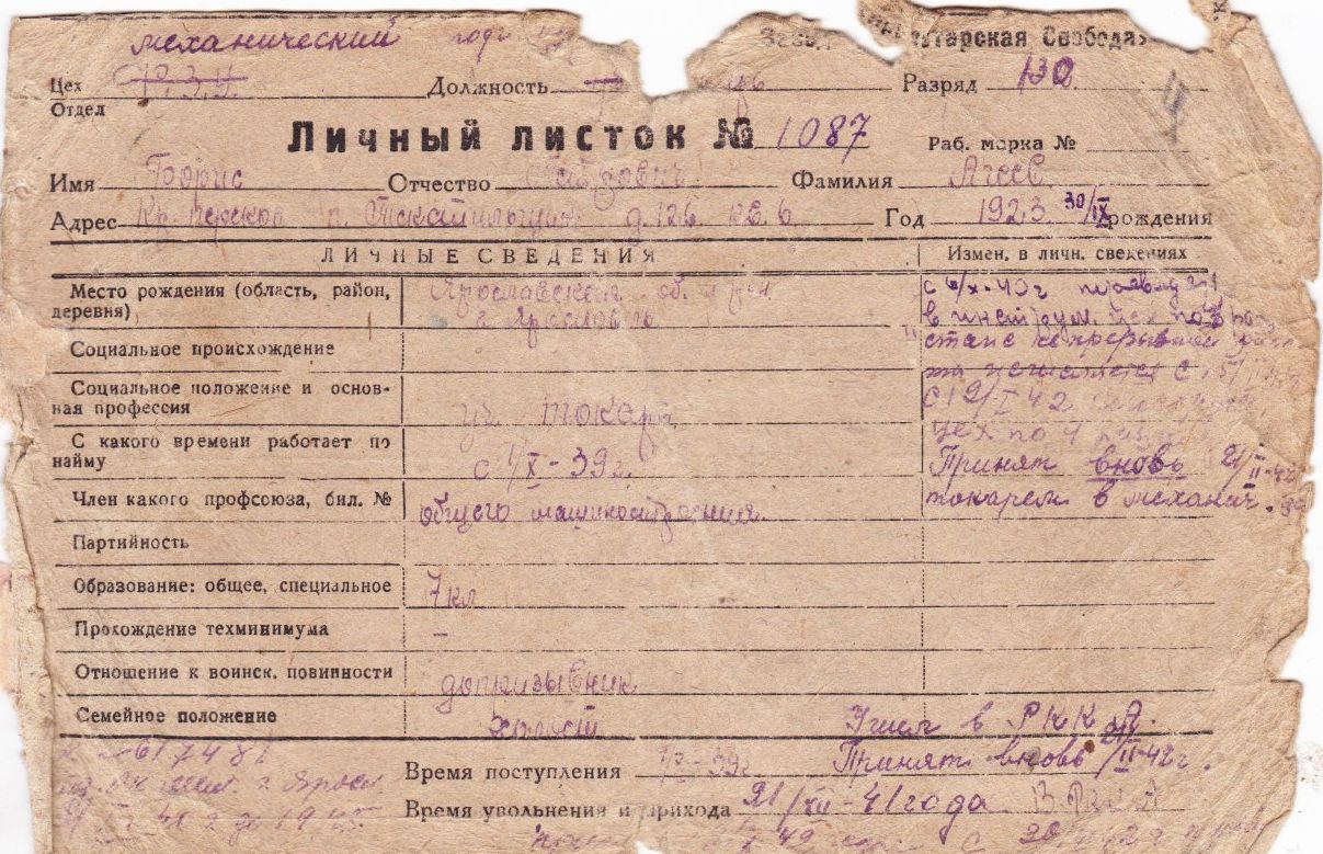 Личный листок