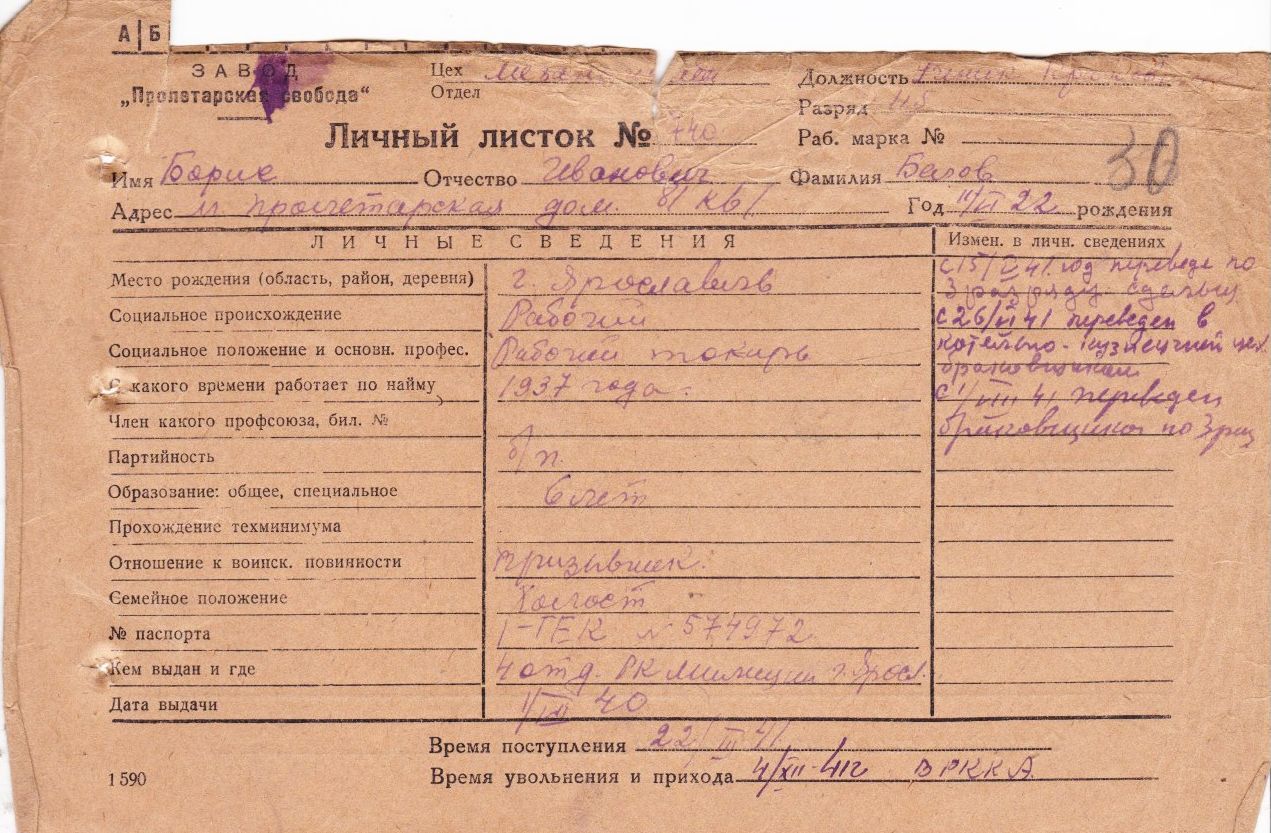 Личный листок