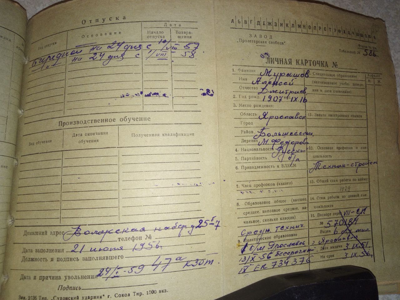 Личная карточка