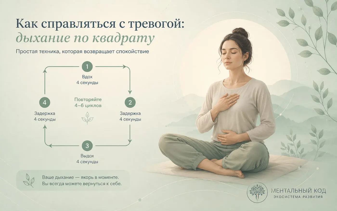 Дыхание по квадрату: техника для снижения тревоги