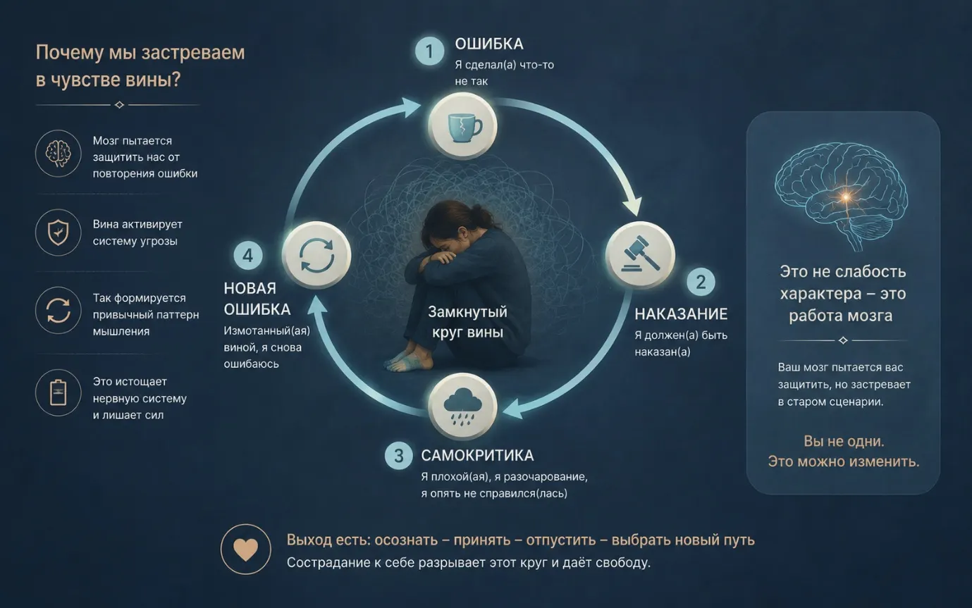 чувство вины и мозг — цикл ошибка наказание самокритика