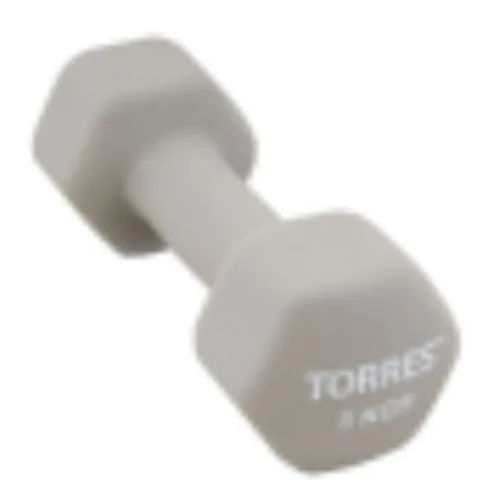 Гантель "TORRES". Металл в неопреновой оболочке, форма шестигранник, серый
3 кг.