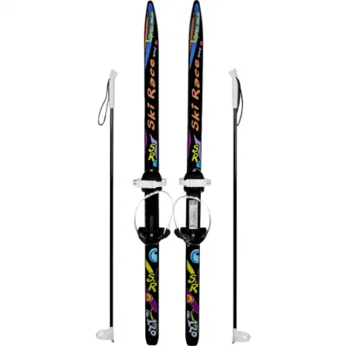 Лыжи детские ЦИКЛ Ski Race унив. крепление "Цикл" с палками (150/110 см.)