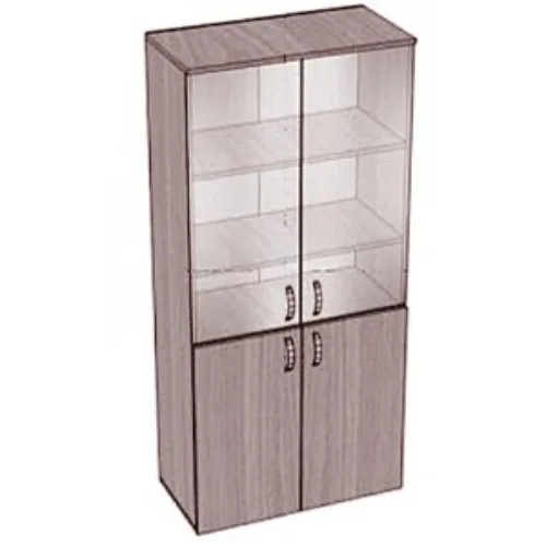 Шкаф с полками закрытый, 4 дверки, стекло. 800х400х1800 мм, орех
