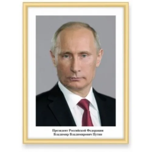 Портрет Президента РФ Путина В. В.(42х56 см, ПВХ 3мм, алюм. профиль)