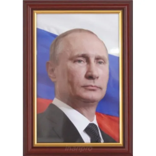 Портрет Президента РФ Путина В. В., 25х35 см, рама пластик под красное дерево
