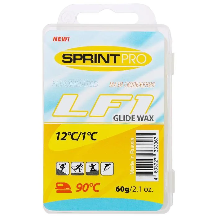 Парафин скольжения SPRINT PRO LF-1 темп. +1+12С 60 гр. желтый