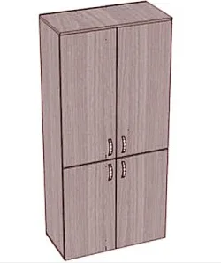 Шкаф с полками закрытый, 4 двери, 88х600х2000