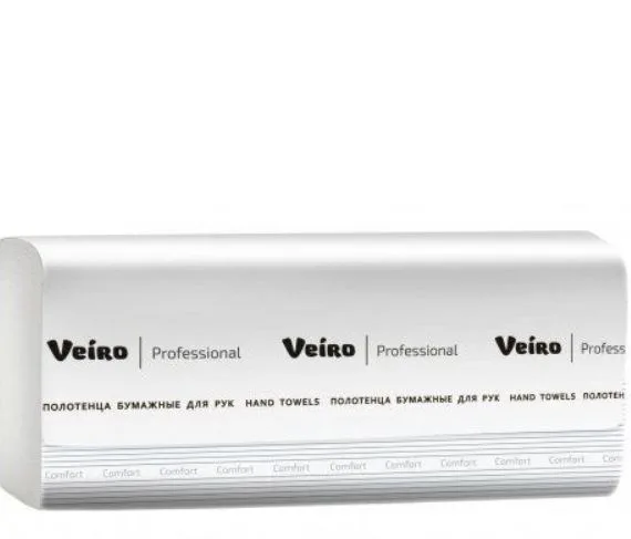 Полотенца бумажные Veiro Professional Lite, 22,5х20,5 cм, Z-сложения, 1-слойные, 250 листов, переработанное сырье