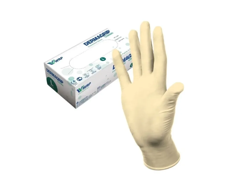 Перчатки медицинские латексные прочные DERMAGRIP CLASSIС M - 100 шт, S