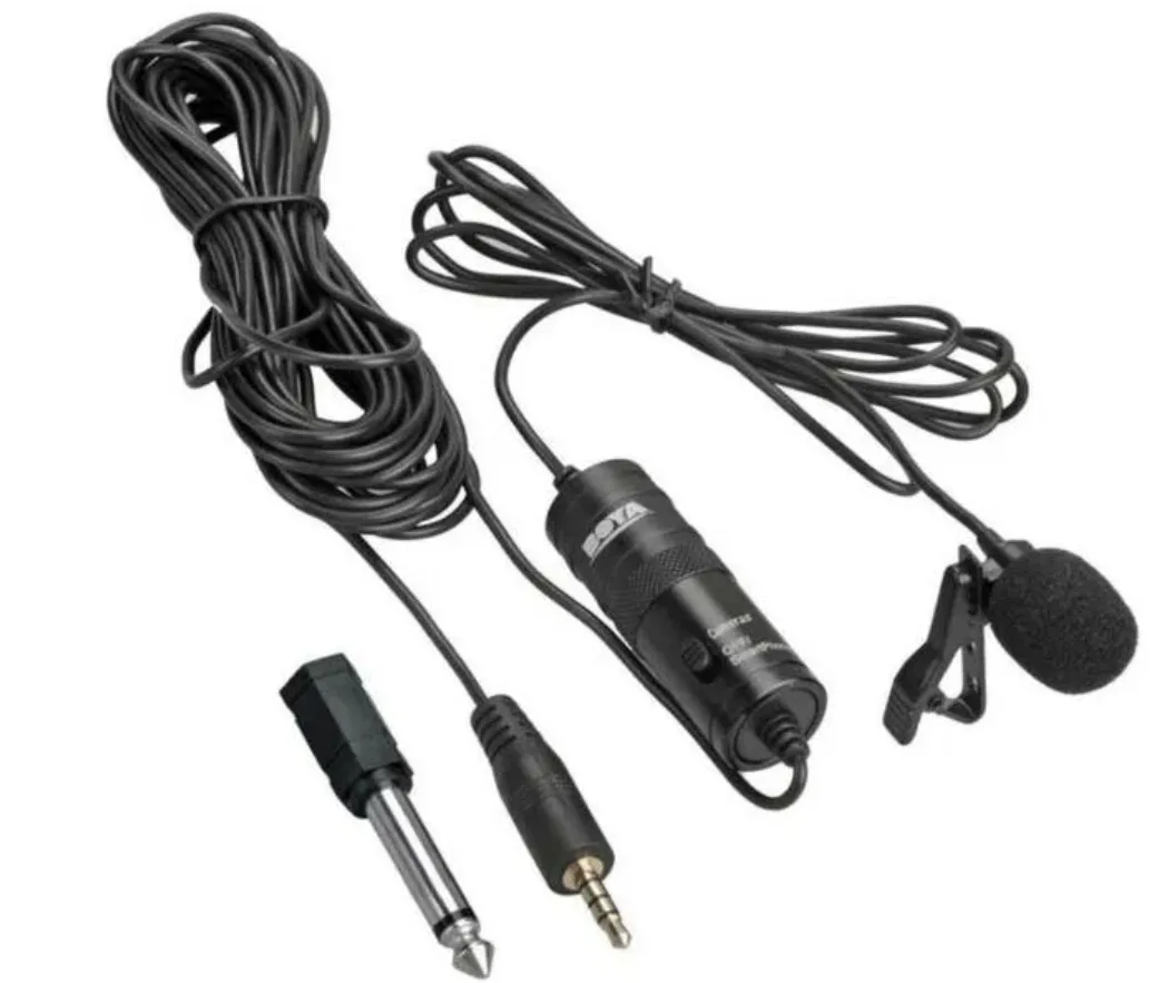 Микрофон, петличный, Jack 3.5mm, черный, двойной всенаправленный (B)