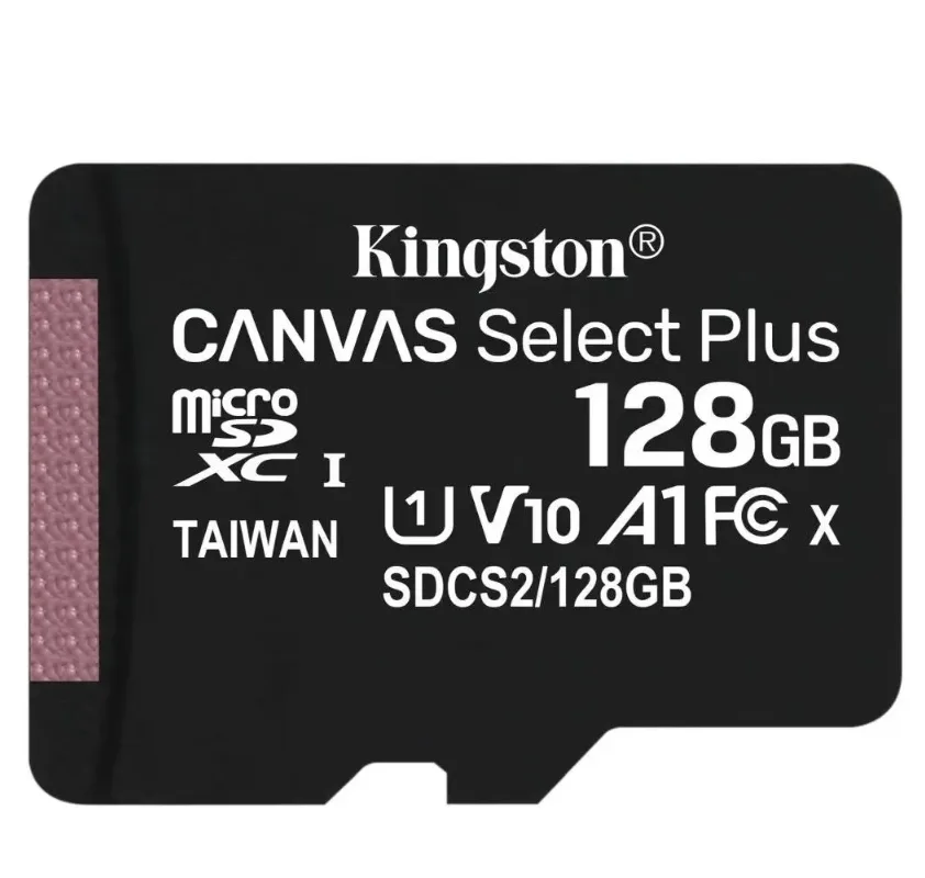 Карта памяти microSDXC UHS-I U1 Kingston Canvas Select Plus 128 ГБ, 100 МБ/с, Class 10, без адаптера