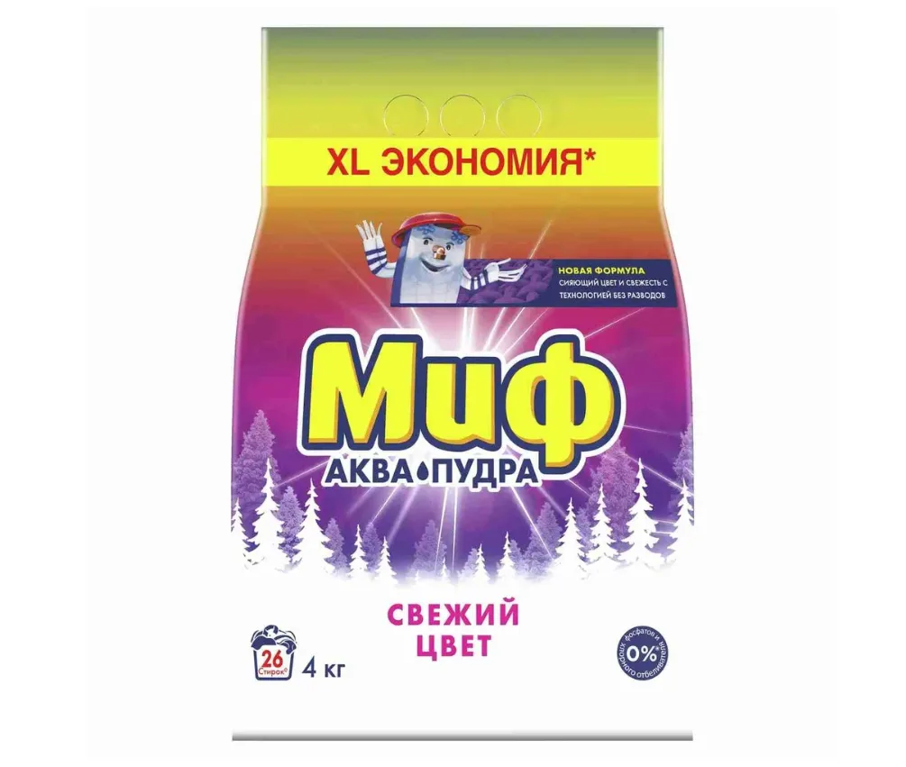 Порошок стиральный Миф, Автомат, Cвежий цвет, 4 кг