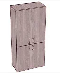 Шкаф с полками закрытый, 4 двери. 800х400х2000 мм., ясень шимо