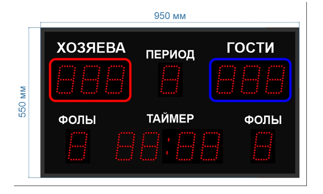 Универсальное спортивное табло для помещения 950*550*60