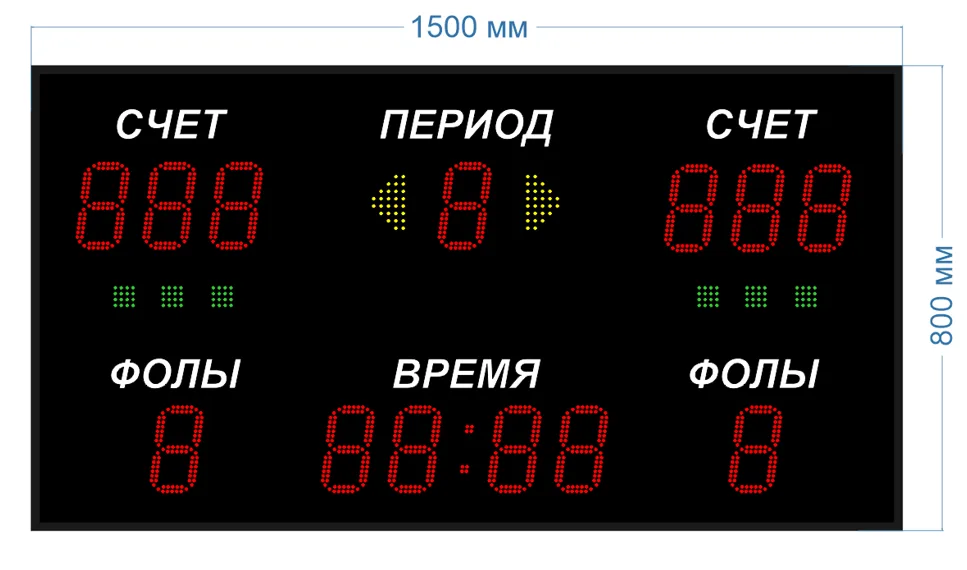 Универсальное спортивное табло 1500*800*90