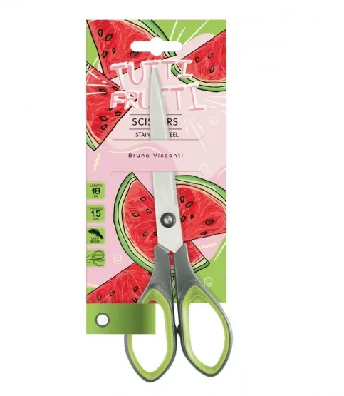 Ножницы канцелярские 18см Tutti Frutti прорезиненные ручки с эффектом Soft Touch