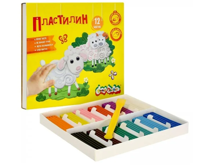 Пластилин 12 цветов 180гр 3+ ПКМ12 Каляка-Маляка