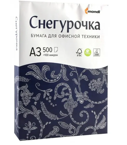 Бумага для ксерокса А3 500 листов 80г/м2 Снегурочка CIE146% Сыктывкар Класс