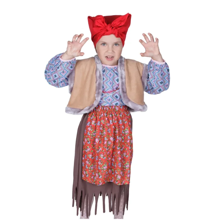 Детский костюм Баба Яга (юбка, рубашка, жилет, платок на голову)