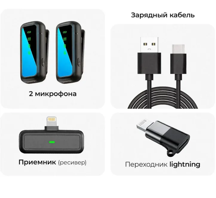Микрофон петличный беспроводной, петличный микрофон беспроводной на андроид, 2 шт