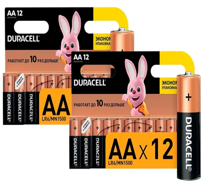 Duracell Батарейка AA, L (щелочной) тип, 2500 мА•ч, 1,6 В, 24 шт