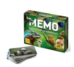 Настольная игра для детей Мемо "Удивительные животные", 50 карточек