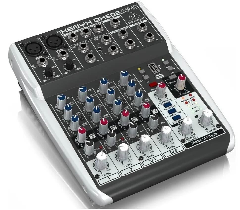 Behringer Xenyx QX602MP3 микшер, 6 каналов, встроенный MP3-плеер