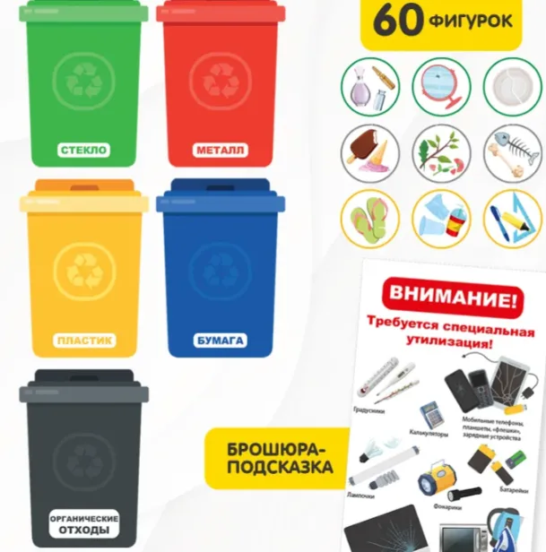 Развивающая настольная магнитная игра "Учимся сортировать мусор"