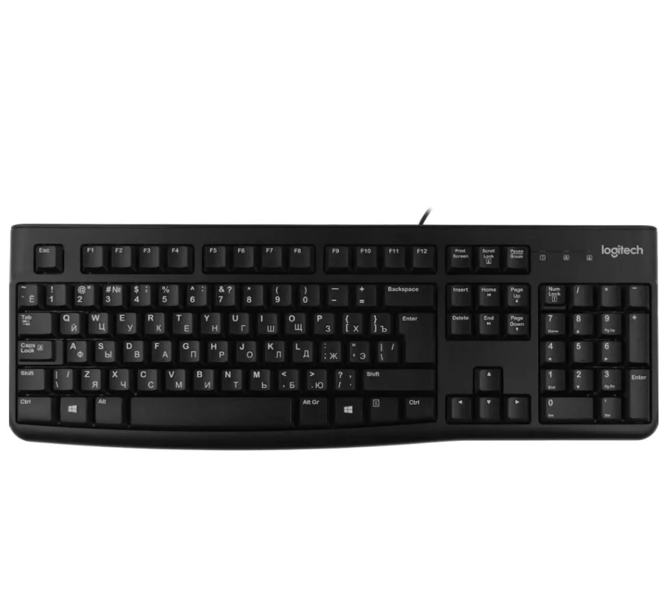 Клавиатура Logitech K120, USB, заводское нанесение кириллицы, черный