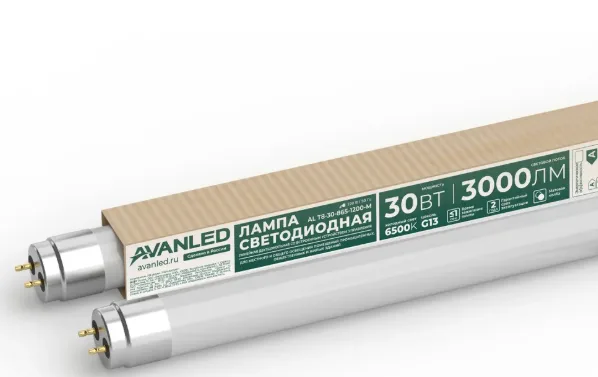 Лампа светодиодная LED-T8-М-PRO 30Вт трубчатая с двухсторонним цоколем матовая 6500К холод. бел. G13 3000лм 230В 1200мм неповоротн.