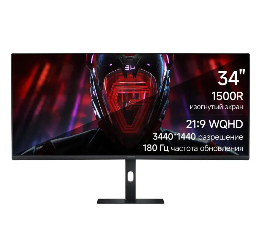 34" Монитор Xiaomi Curved Gaming Monitor G34WQi, 3440x1440, VA, 180Гц, 2хHDMI, 2хDP, изогнутый, черный