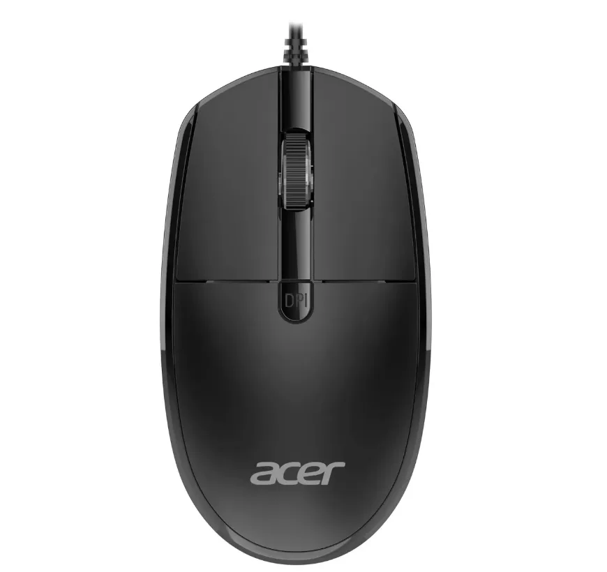 Мышь проводная Acer, оптическая, USB, 2000dpi, черный