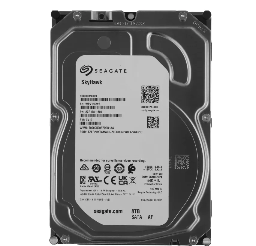 Жесткий диск Seagate Skyhawk, 8ТБ, HDD, SATA III, 3.5"